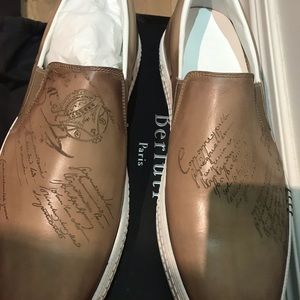 Men's Scritto Burnished Leather Sneakers 10.5